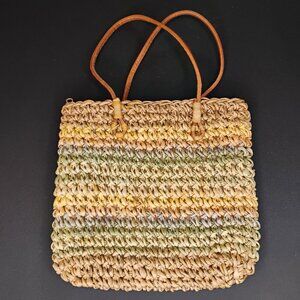 Cappelli Straworld, Inc. Small Straw Handbag – Multi-Color Woven Tote – 9"x9"